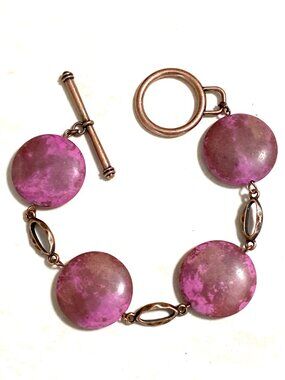 2/$20, Viva Magenta Agate Boho Bracelet, Chunky Bold Statement Copper Chain